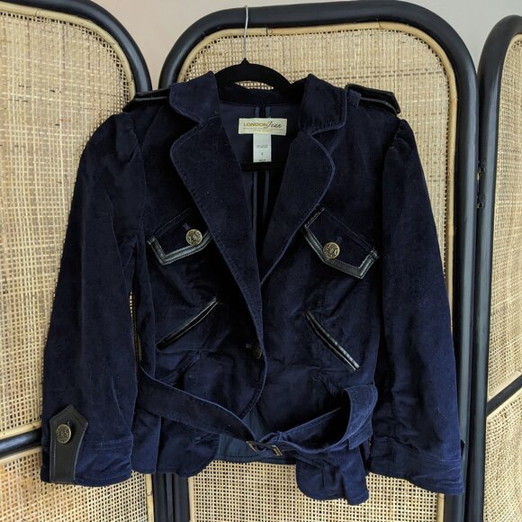 Vintage velour cropped military jacket, S - Picture 1 of 8